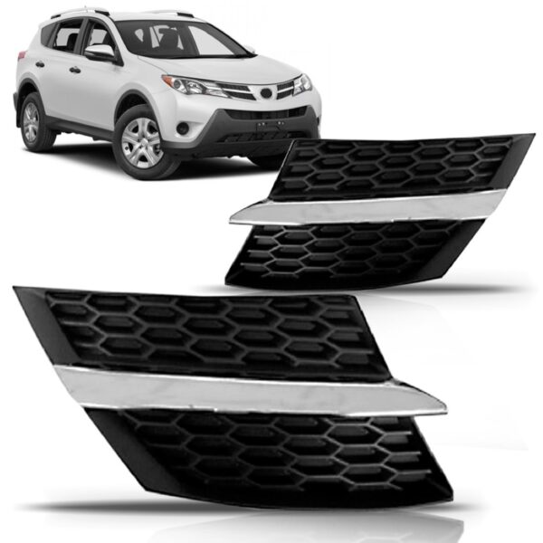 Par Tela Lateral Grade Radiador Rav4 2013 A 2016 Crom/preto