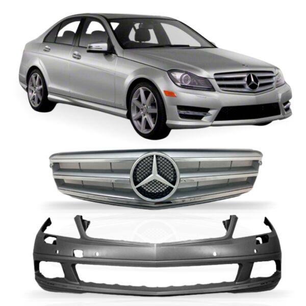 Kit Parachoque Mercedes C180 2008 A 2011 Com Grade Frontal