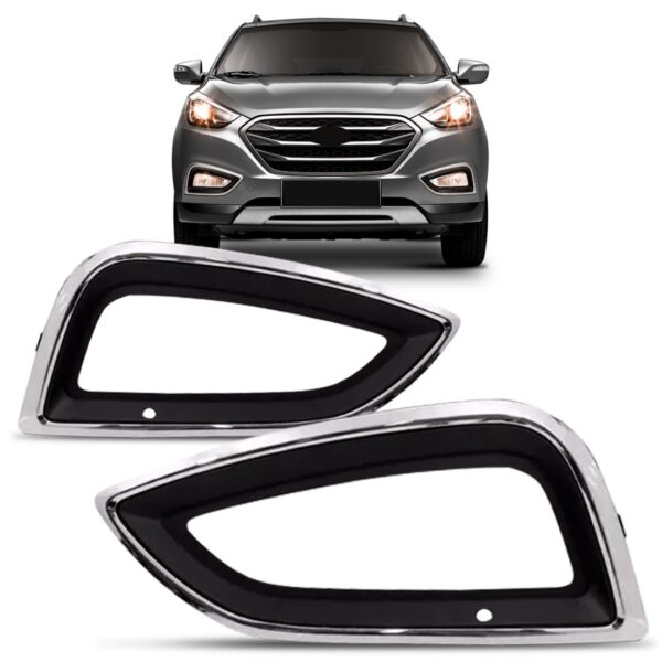 Par Moldura Farol Milha Auxiliar Ix35 2016 2017 Cinza Cinza