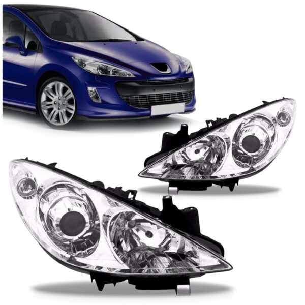 Par Farol Peugeot 307 2007 08 09 A 2012 Elétrico Com Motor Esquerdo