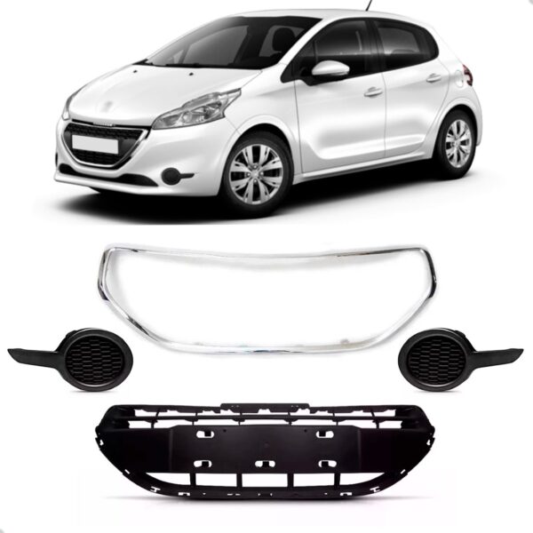 Grade Para Peugeot 208 Ano 2012 A 2016 Com Moldura Milha Plástico