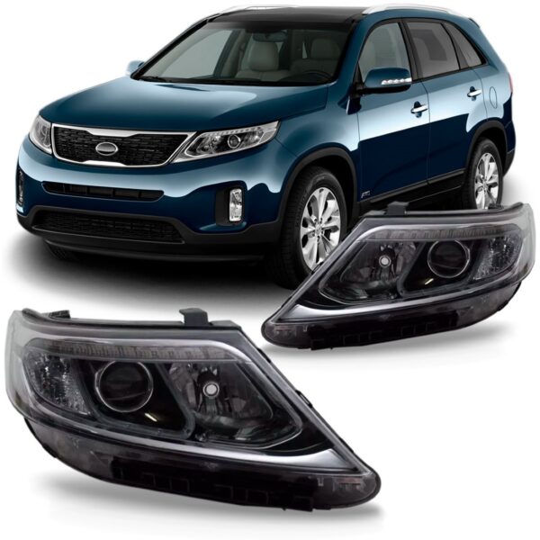Par Farol Sorento 14 2015 Preto Elet C Motor C Led C Ent Xen