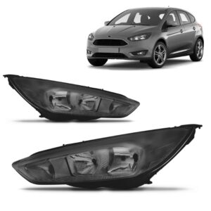 Par Farol Mascara Negra Eletrico Focus 2015 A 2018 Sem Led