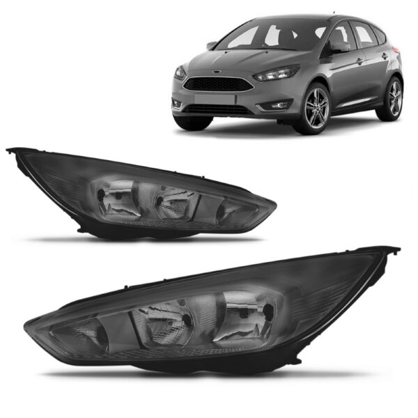 Par Farol Mascara Negra Eletrico Focus 2015 A 2018 Sem Led