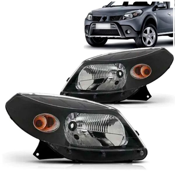 Par Farol Sandero 2008 2009 2010 2011 Manual Máscara Negra - Direito