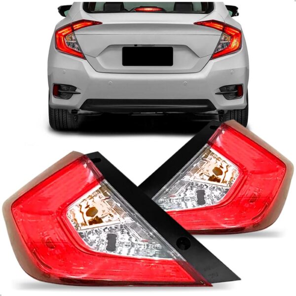 Par Sinaleira Traseira Civic 2016 2017 2018 Canto Com Led