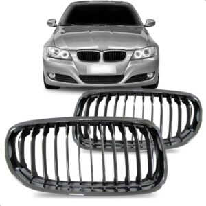 Par Tela Frontal Central Bmw 320 09 10 11 12 Cromada Com Fr Preto