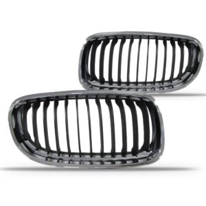 Par Tela Frontal Radiador 320 09/12 Cromada Com Friso Preto Preto