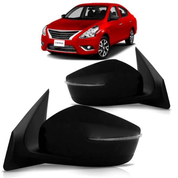 Par Retrovisor Versa 16 A 2019 C/sinaleira (fino) Preto Liso