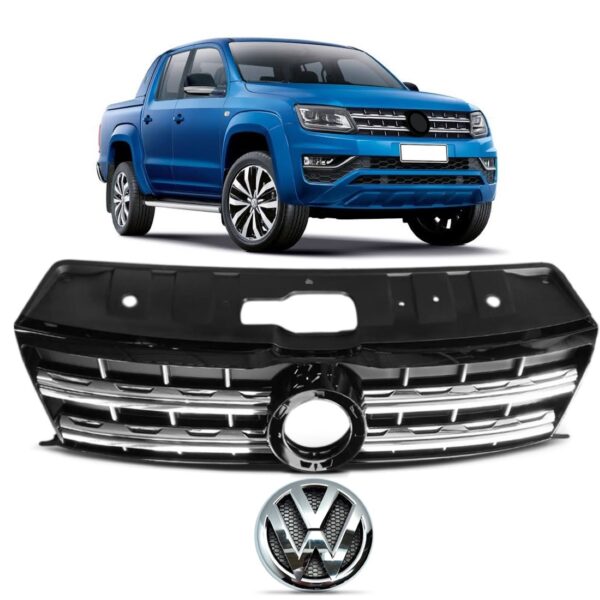 Grade Radiador Amarok 2017 Á 2019 Com Emblema Frisos Cromado