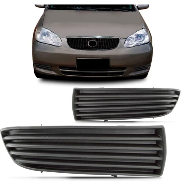 Par Tela Frontal Tampa Moldura Milha Corolla 03/04 Sem Furo Preto