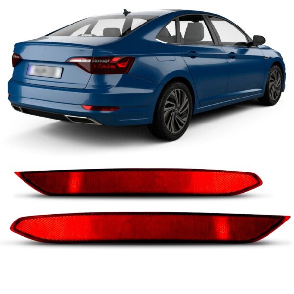 Par Refletor Parachoque Traseiro Jetta 2019 A 2020 Vermelho