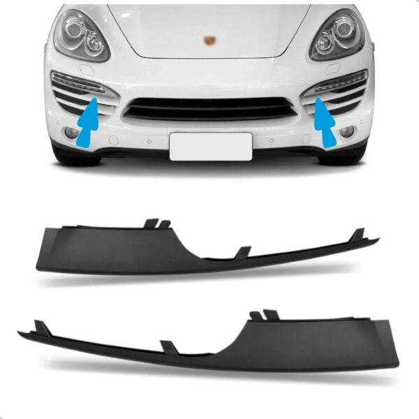 Par Moldura Superior Grade Dianteira Cayenne Gts 2011 A 2014 Preto