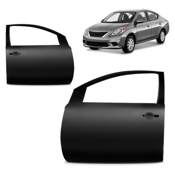 Par Porta Dianteira Para Nissan Versa 2011 A 2019 Ambos Os Lados Preto