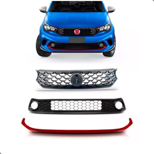 Grade Argo 2017 A 2020 Superior E Inferior C/ Friso Vermelho Plástico