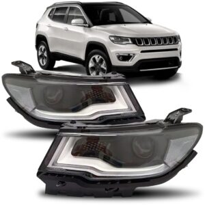 Par Farol Dianteiro Compass 2017 A 2018 Elétrico Led C/motor Direito