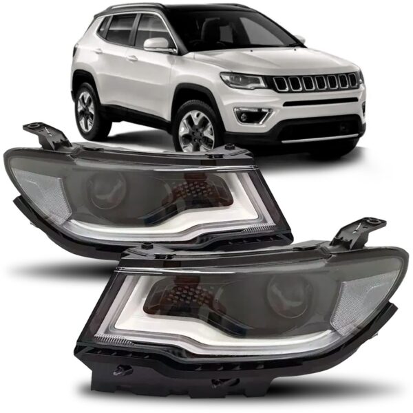 Par Farol Dianteiro Compass 2017 A 2018 Elétrico Led C/motor Direito