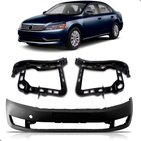 Kit Parachoque Para Passat 2011 A 2015 Com Par Guias Preto