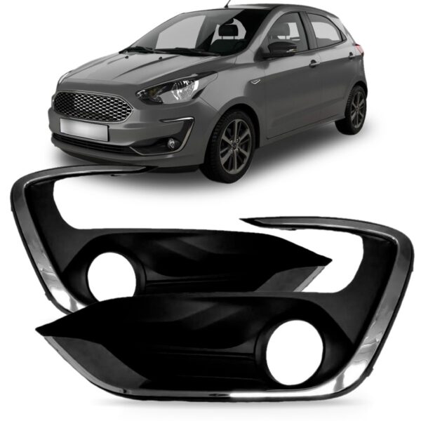 Par Moldura Milha Ka 2019 2020 Com Furo Aro Cromado Preto