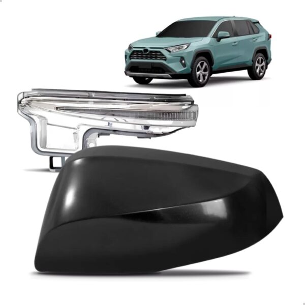Kit  Capa + Pisca Retrovisor Lado Esquerdo Rav4 2019 A 2023 Preto