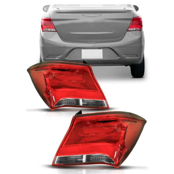 Par Lanterna Traseira Prisma 2017 A 2019 Bicolor Com Soquete