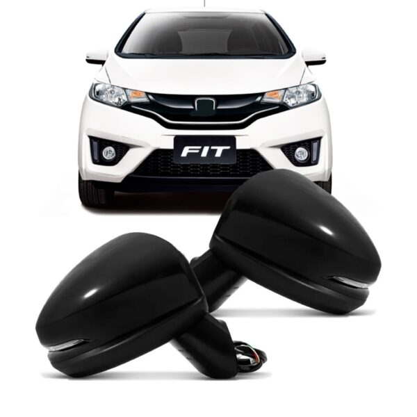 Par Retrovisor Fit 14 A 2021 Eletrico C/sinaleira Capa Preta