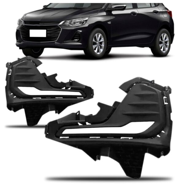 Par Moldura Farol Milha Onix 2020 2021 Com Furo Drl Promoção - Preto - Ambos Os Lados