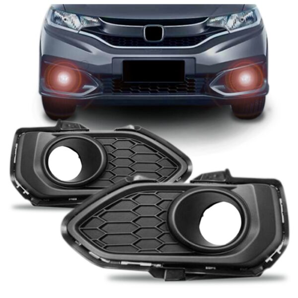 Par Moldura Farol Milha Honda Fit 2020/2021 Com Furo Oferta Preto