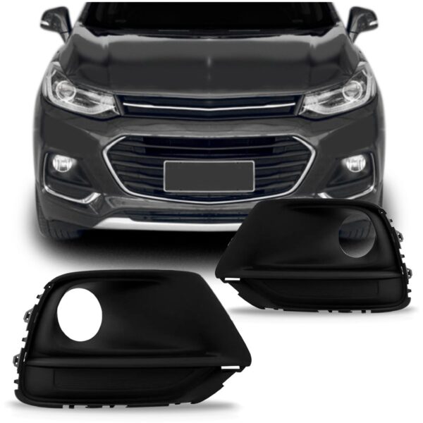 Par Moldura Farol Milha Tracker 2017 A 2020 C/ Furo S/ Friso Preto