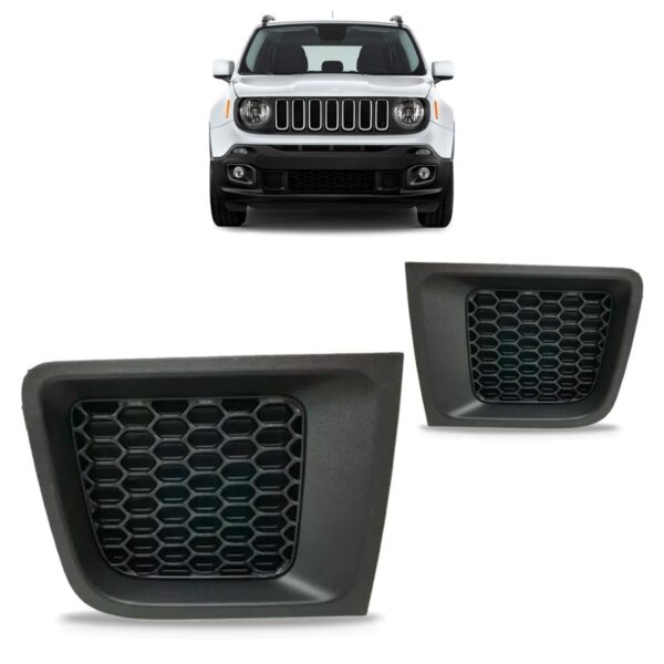 Par Moldura Grade Parachoque Jeep Renegade 2015 16 17 2018 Preto