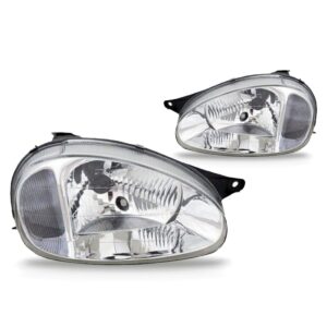 Par Farol Corsa 00 A 2002 Carcaça Preta Lente Policarbonato