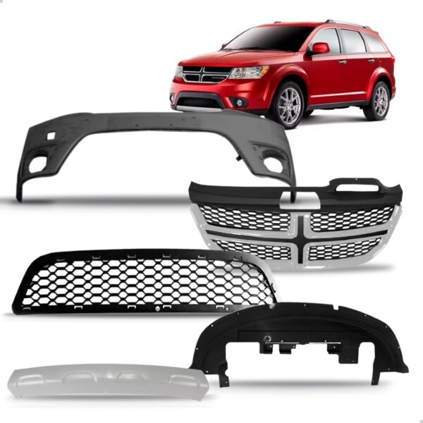 Kit Frente Parachoque + Grade Dodge Journey 2011 Até 2018  Preto