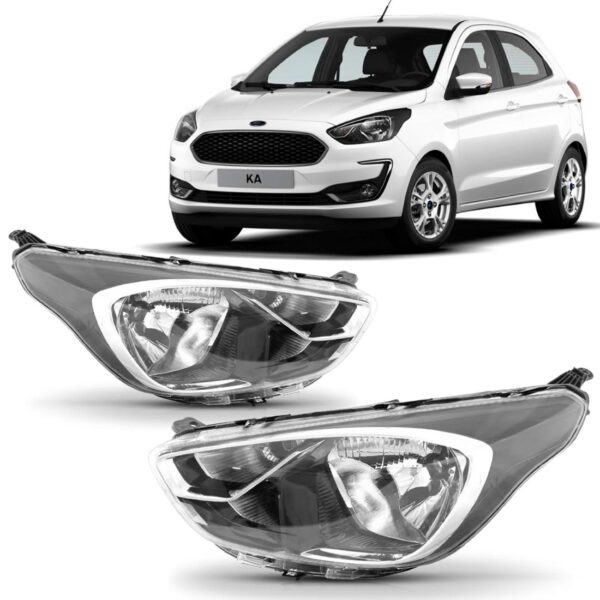 Par Farol Cromado / Preto Manual Ka 2019 2020 2021 2022