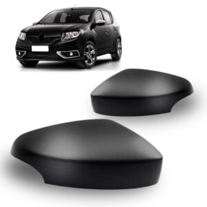 Par Capa Retrovisor Sandero Logan 14 A 20 C/furo Pisca Preta Preto