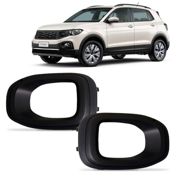 Par Moldura Milha T-cross Com Furo 2019 2020 2021 2022 Preto