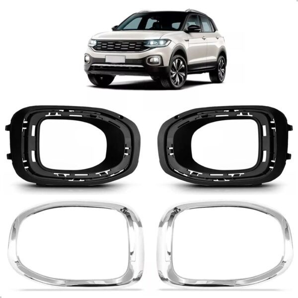 Par Moldura Milha C/ Furo T-cross 19 A 22 C/ Moldura Cromada - Preto Com Cromado