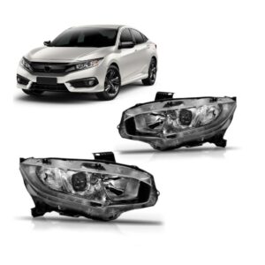 Par Farol Manual Cromado C/led Civic 2016 2017 2018 19 2020