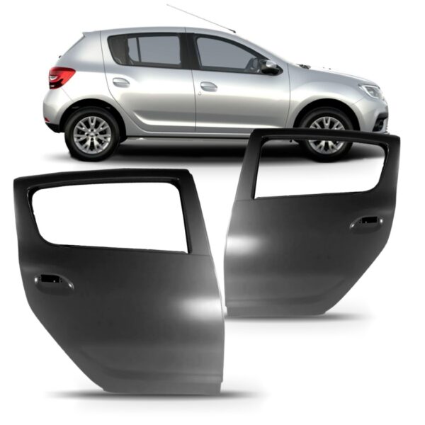 Par Porta Traseira Sandero 2014 15 16 17 18 19 20 2021 Preto