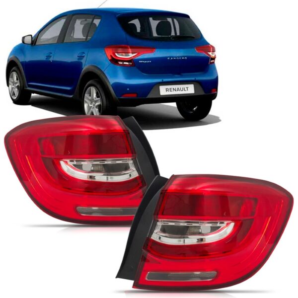 Par Sinaleira Traseira Sandero 2020 A 2022 C/ Led Vermelho