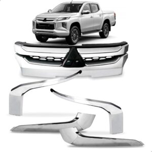 Kit Grade Central + 04 Molduras L200 Triton 2021 A 2024 Cromado