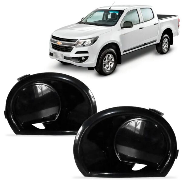 Par Moldura Farol Milha Parachoque Dian. S10 S/ Furo 17 A 19 Preto