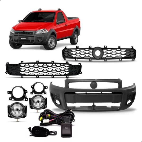 Parachoque/grades/kit Milha Strada Working 14 Até 2017 Novo Preto