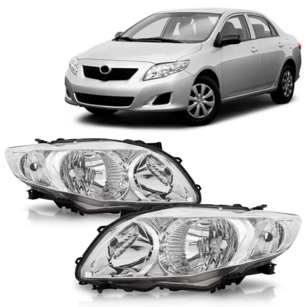 Par Farol Cromado Corolla 2009 A 2011