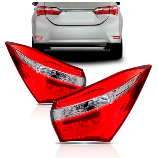 Par Sinaleira Traseira Canto Corolla 14 2015 A 2017 Com Led Vermelho