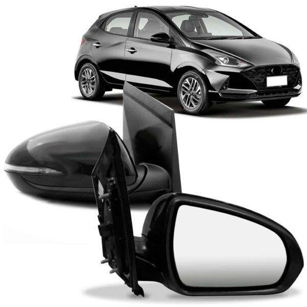 Par Retrovisor Elétrico C/ Pisca Capa Preta Hb20 2020 A 2022