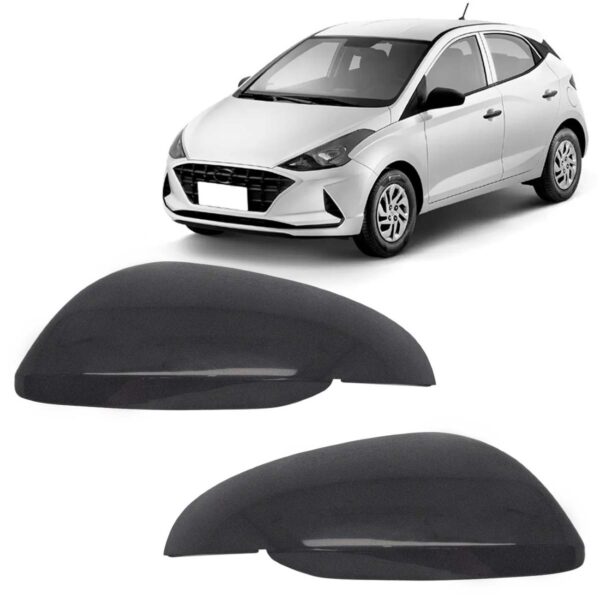 Par Capa Retrovisor Hb20 20 A 2022 S/ Furo Pisca Texturizada Preto