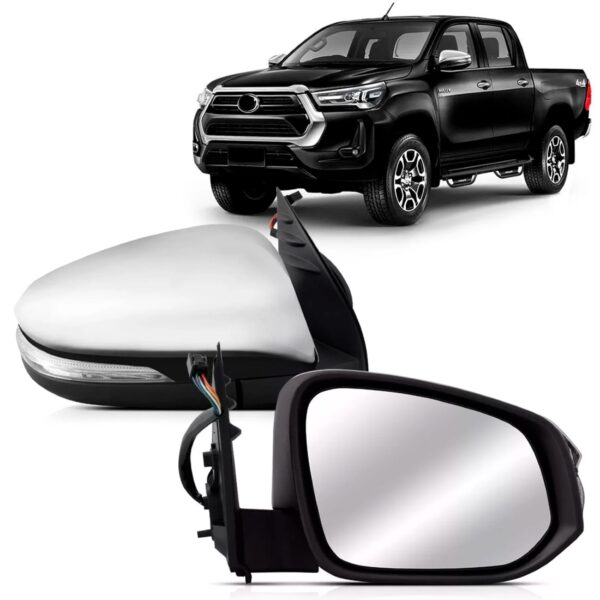 Par Retrovisor Elet Sinaleira Capa Crom Hilux 2016 A 2021