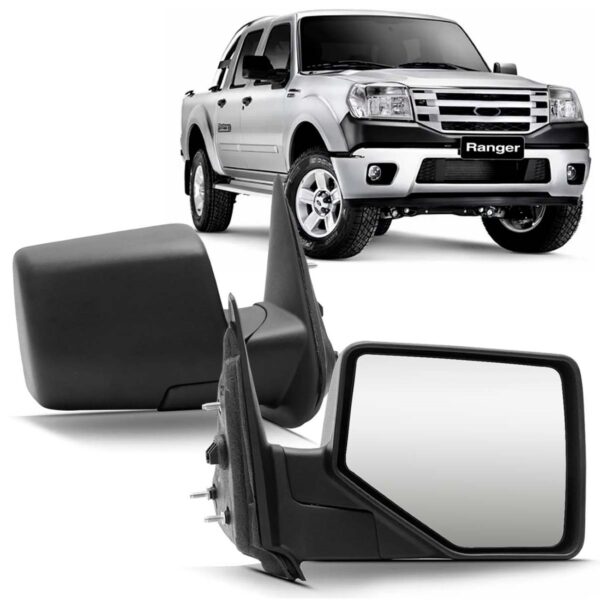 Par Retrovisor Fixo C/ Capa Preta Ranger 2010 A 2012