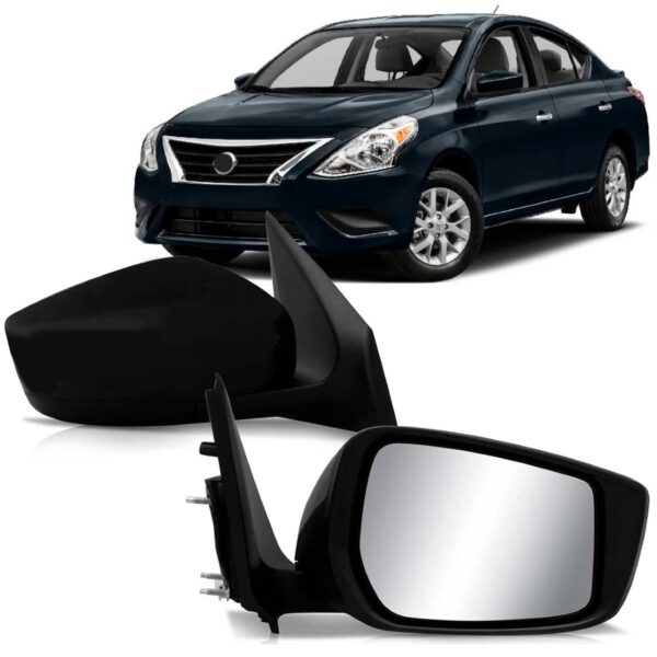 Par Retrovisor Elétrico Versa 2016 A 2019 C/ Capa Preta