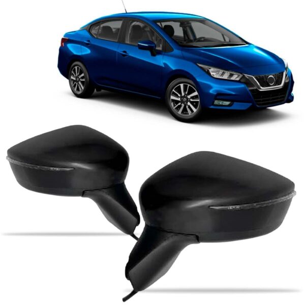 Par Retrovisor Elétrico Versa 20/22 C/ Sinaleira Capa Preta